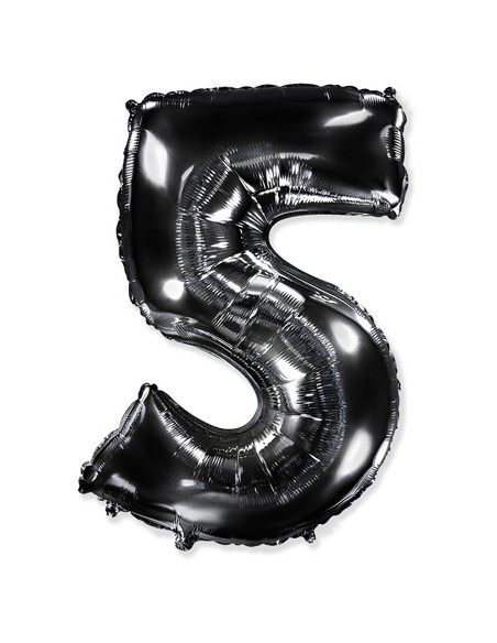 Palloncino Mylar Numero 5 Nero Mega 40" - 101cm - 1pz | G3S Party