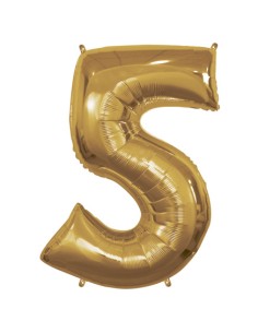 Palloncino Mylar Numero 5 Oro Mega 40" - 101cm - 1pz | G3S Party