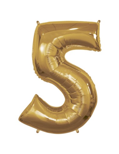 Palloncino Mylar Numero 5 Oro Mega 40" - 101cm - 1pz | G3S Party