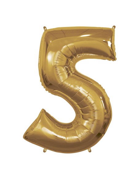 Palloncino Mylar Numero 5 Oro Mega 40" - 101cm - 1pz | G3S Party