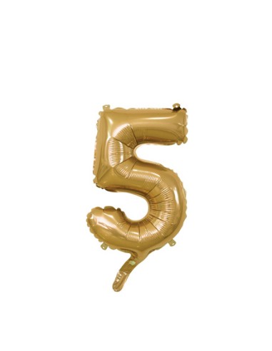 Palloncino Mylar Numero 5 Oro Mini 14" - 35cm con valvola - 1pz | G3S Party