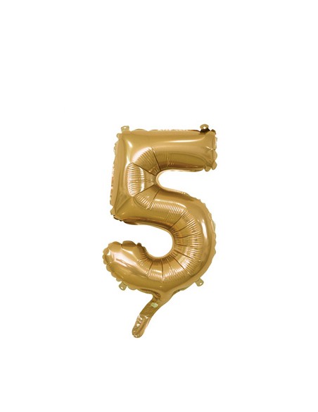 Palloncino Mylar Numero 5 Oro Mini 14" - 35cm con valvola - 1pz | G3S Party
