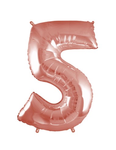 Palloncino Mylar Numero 5 Rosa Gold Mega 40" - 101cm - 1pz | G3S Party