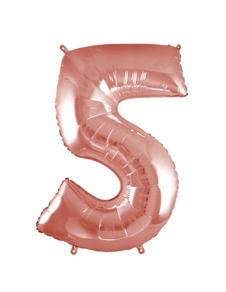 Palloncino Mylar Numero 5 Rosa Gold Mega 40" - 101cm - 1pz | G3S Party