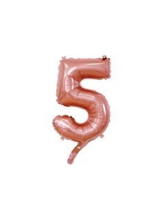 Palloncino Mylar Numero 5 Rosa Gold Mini 14" - 35cm con valvola - 1pz | G3S Party