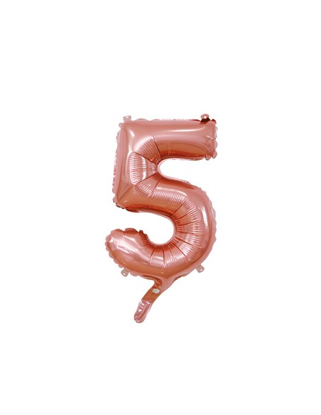 Palloncino Mylar Numero 5 Rosa Gold Mini 14" - 35cm con valvola - 1pz | G3S Party