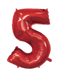 Palloncino Mylar Numero 5 Rosso Mega 40" - 101cm - 1pz | G3S Party