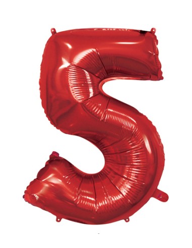 Palloncino Mylar Numero 5 Rosso Mega 40" - 101cm - 1pz | G3S Party