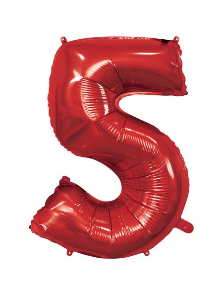 Palloncino Mylar Numero 5 Rosso Mega 40" - 101cm - 1pz | G3S Party