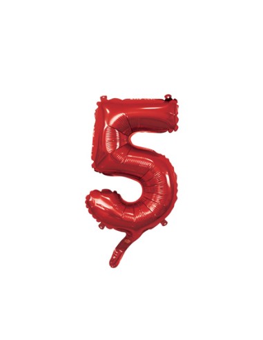 Palloncino Mylar Numero 5 Rosso Mini 14" - 35cm con valvola - 1pz | G3S Party