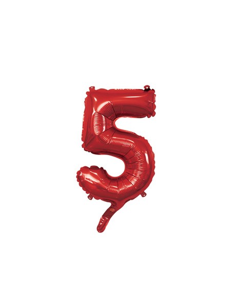 Palloncino Mylar Numero 5 Rosso Mini 14" - 35cm con valvola - 1pz | G3S Party
