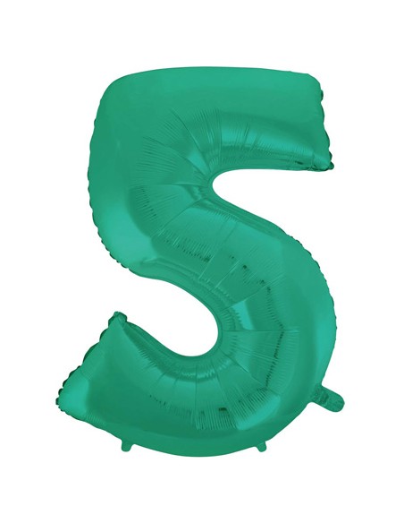 Palloncino Mylar Numero 5 Satin Velvet Aquamarine Mega 40" - 101cm - 1pz | G3S Party