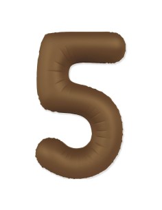Palloncino Mylar Numero 5 Slim Mate Choco Brown Satinato 37" - 86cm - 1pz | G3S Party