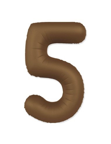 Palloncino Mylar Numero 5 Slim Mate Choco Brown Satinato 37" - 86cm - 1pz | G3S Party