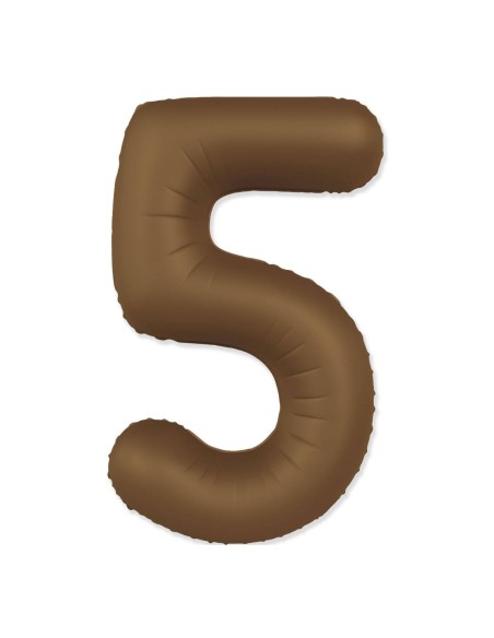 Palloncino Mylar Numero 5 Slim Mate Choco Brown Satinato 37" - 86cm - 1pz | G3S Party