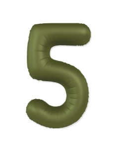 Palloncino Mylar Numero 5 Slim Mate Verde Oliva Satinato 37" - 86cm - 1pz | G3S Party