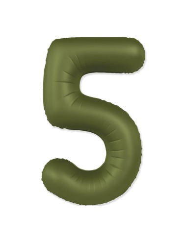 Palloncino Mylar Numero 5 Slim Mate Verde Oliva Satinato 37" - 86cm - 1pz | G3S Party
