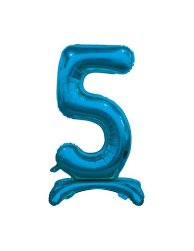 Palloncino Mylar Numero 5 Standing Blu Mega 30" - 76cm - 1pz | G3S Party