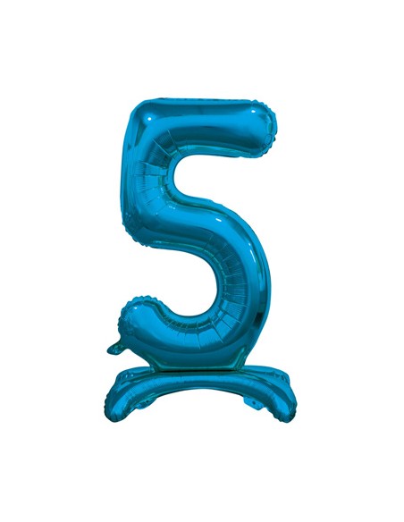 Palloncino Mylar Numero 5 Standing Blu Mega 30" - 76cm - 1pz | G3S Party