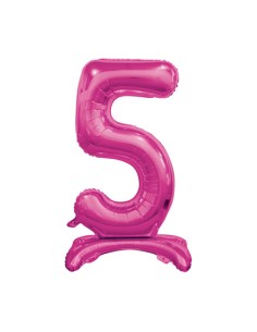 Palloncino Mylar Numero 5 Standing Fuxia Mega 30" - 76cm - 1pz | G3S Party