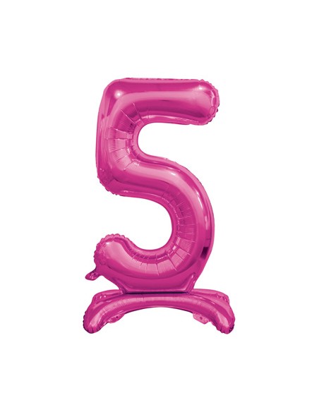 Palloncino Mylar Numero 5 Standing Fuxia Mega 30" - 76cm - 1pz | G3S Party
