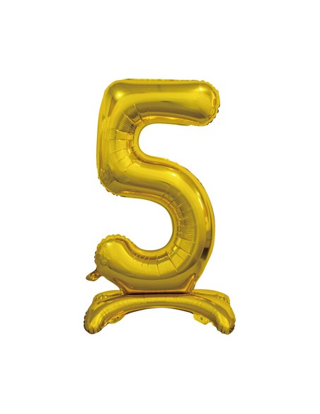 Palloncino Mylar Numero 5 Standing Oro Mega 30" - 76cm - 1pz | G3S Party