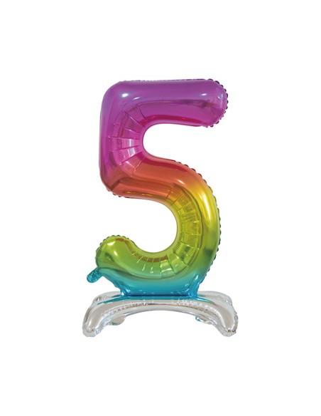 Palloncino Mylar Numero 5 Standing Rainbow Mega 30" - 76cm - 1pz | G3S Party