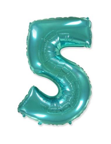 Palloncino Mylar Numero 5 Verde Menta Mega 40" - 101cm - 1pz | G3S Party
