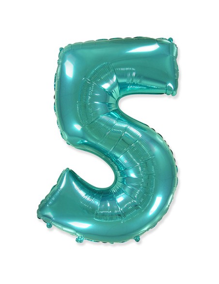 Palloncino Mylar Numero 5 Verde Menta Mega 40" - 101cm - 1pz | G3S Party