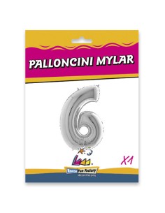 Palloncino Mylar Numero 6 Argento Mega 40" - 101cm - 1pz | G3S Party