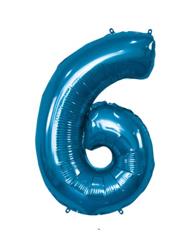 Palloncino Mylar Numero 6 Blu Mega 40" - 101cm - 1pz | G3S Party