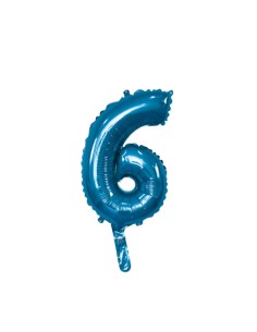 Palloncino Mylar Numero 6 Blu Mini 14" - 35cm con valvola - 1pz | G3S Party