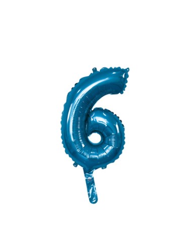 Palloncino Mylar Numero 6 Blu Mini 14" - 35cm con valvola - 1pz | G3S Party