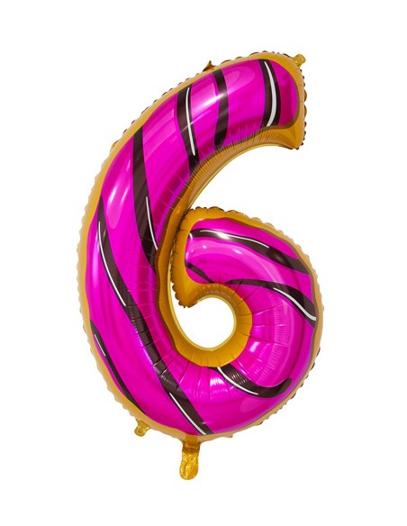 Palloncino Mylar Numero 6 Candy Mega 34" - 86cm - 1pz | G3S Party