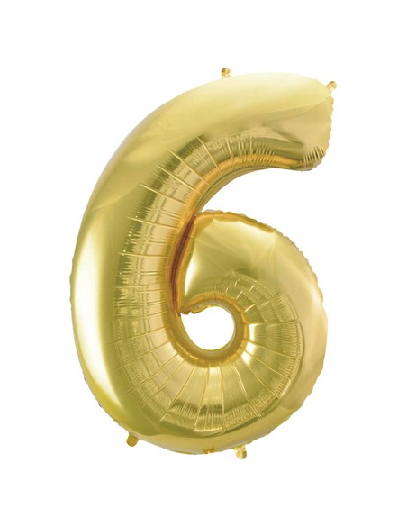 Palloncino Mylar Numero 6 Champagne Mega 40" - 101cm - 1pz | G3S Party