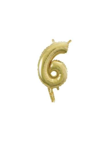 Palloncino Mylar Numero 6 Champagne Mini 14" - 35cm con valvola - 1pz | G3S Party