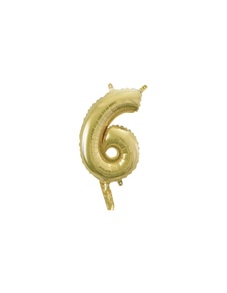 Palloncino Mylar Numero 6 Champagne Mini 14" - 35cm con valvola - 1pz | G3S Party