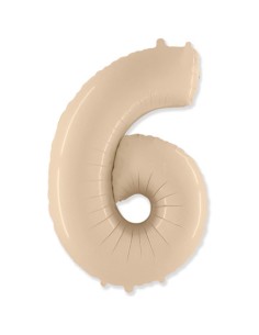 Palloncino Mylar Numero 6 Crema Mega 40" - 101cm - 1pz | G3S Party