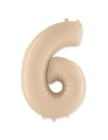 Palloncino Mylar Numero 6 Crema Mega 40" - 101cm - 1pz | G3S Party