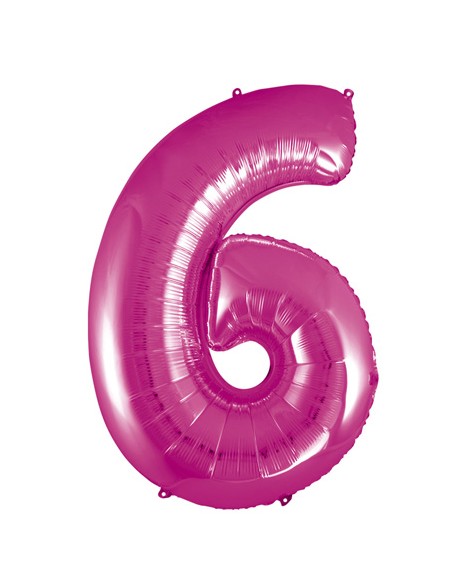 Palloncino Mylar Numero 6 Fuxia Mega 40" - 101cm - 1pz | G3S Party