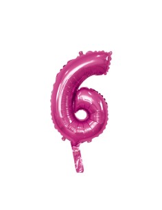 Palloncino Mylar Numero 6 Fuxia Mini 14" - 35cm con valvola - 1pz | G3S Party