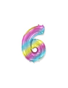 Palloncino Mylar Numero 6 Multicolor Gradient Mini 14" - 35cm - 1pz | G3S Party