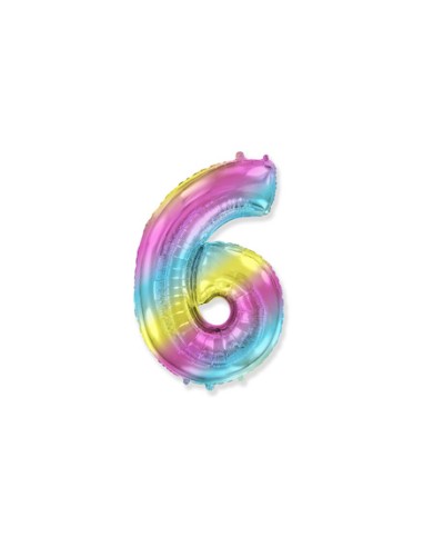 Palloncino Mylar Numero 6 Multicolor Gradient Mini 14" - 35cm - 1pz | G3S Party