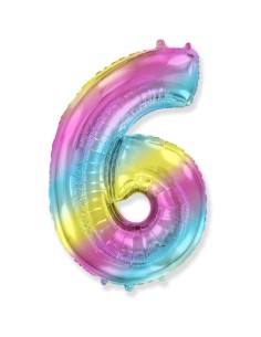 Palloncino Mylar Numero 6 Multicolor Gradient SuperShape 40" - 101cm - 1pz | G3S Party