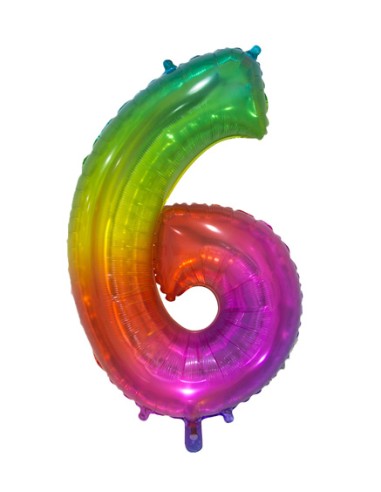 Palloncino Mylar Numero 6 Multicolor Jelly Mega 34" - 86cm - 1pz | G3S Party