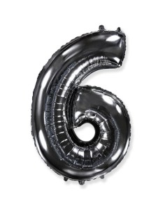 Palloncino Mylar Numero 6 Nero Mega 40" - 101cm - 1pz | G3S Party