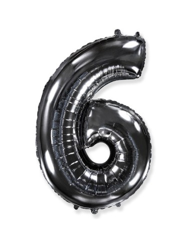 Palloncino Mylar Numero 6 Nero Mega 40" - 101cm - 1pz | G3S Party