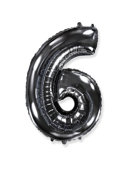 Palloncino Mylar Numero 6 Nero Mega 40" - 101cm - 1pz | G3S Party