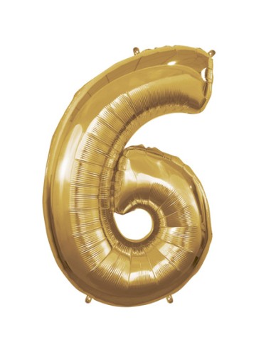 Palloncino Mylar Numero 6 Oro Mega 40" - 101cm - 1pz | G3S Party