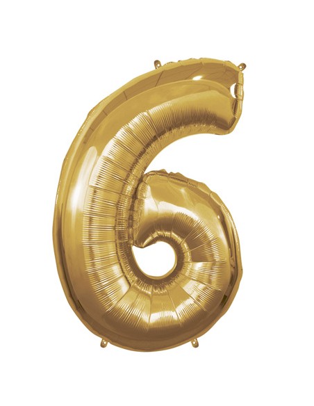 Palloncino Mylar Numero 6 Oro Mega 40" - 101cm - 1pz | G3S Party